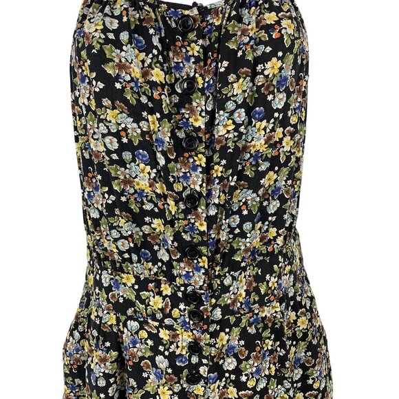 XXI Floral Button-Down Romper Womens Spaghetti Straps Black Multicolor Size SP - Picture 2 of 9